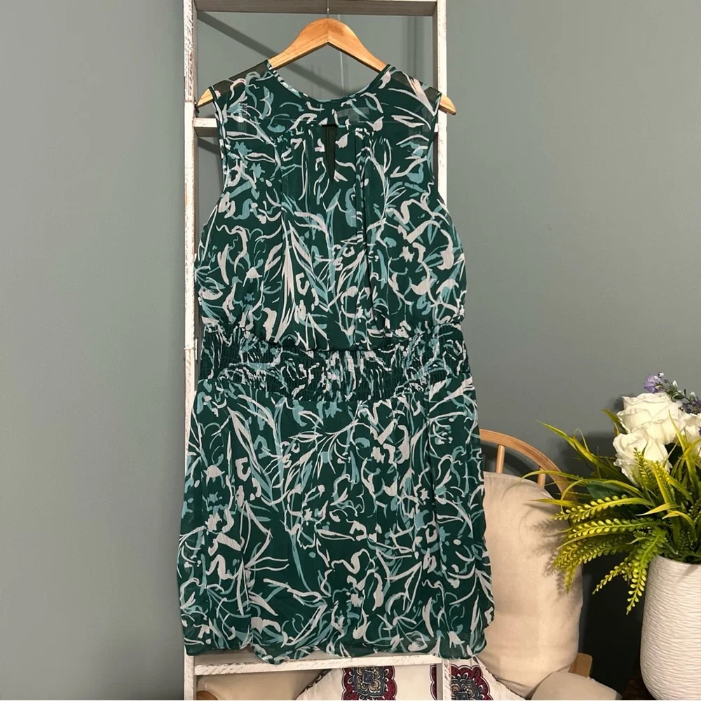 London Times dressSmocked waist Yoryu sleeveless green print | Size 18W | NWT|D2